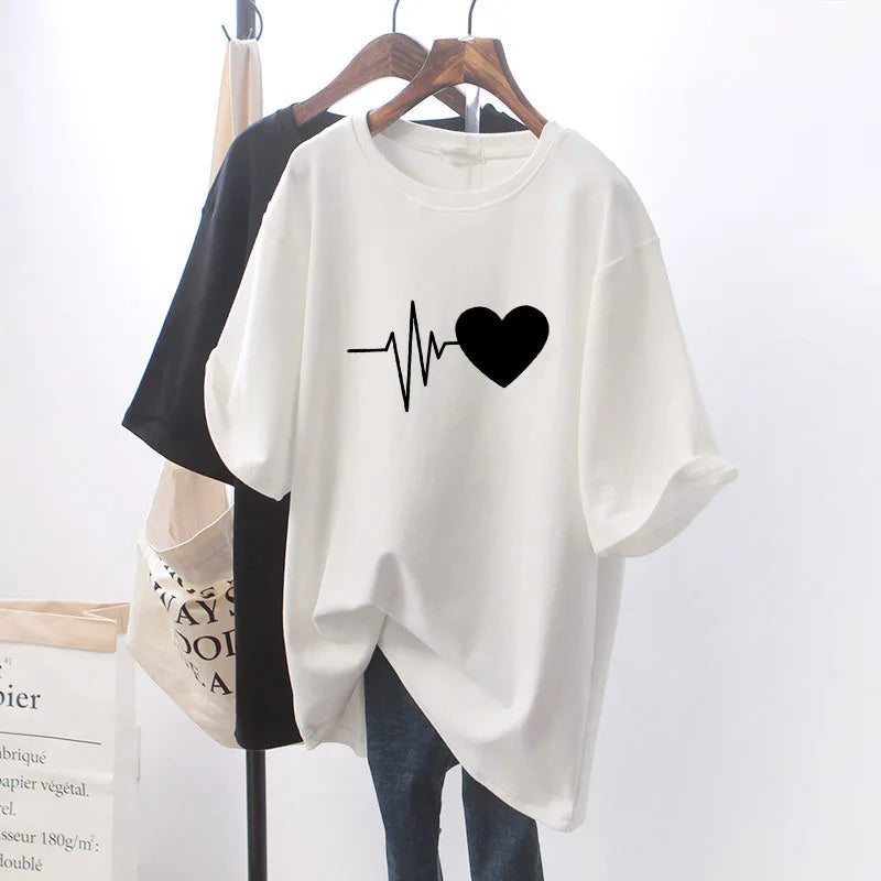 Summer new women's short-sleeved explosive loose cotton white t-shirt top women