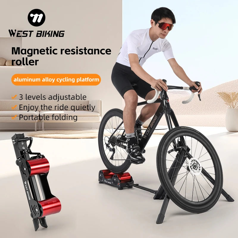 WEST BIKING Bike Roller Trainer Riding Platform Aluminium Indoor Exercise Gym Road Cycling Platform Trainer for 16-29 Inch Bike