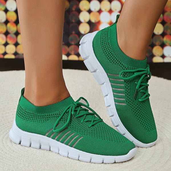 Mesh Breathable Soft Sole Sneakers Women Lightweight Non-Slip Running Walking Shoes Woman 2025 Spring Casual Lace Up Flats Shoes