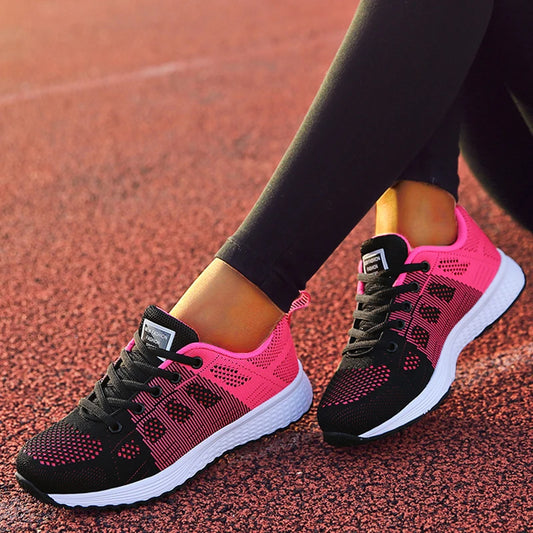 2025 New Fashion Breathable Sneakers For Women Plus Size Trainers Sneakers Women Mesh Fabric Lace Up Woman Shoes Female Footwear