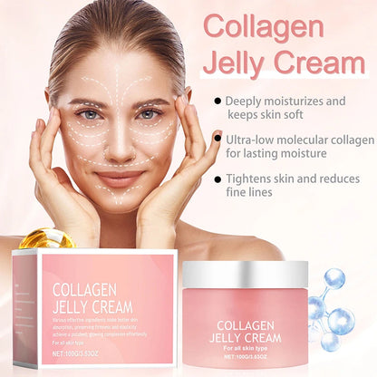 100g Pink Collagen Jelly Cream Peel-off Collagen Night Cream Mask Gentle Essence Shrinks Pores Moisturizes Brighten Serum Gel