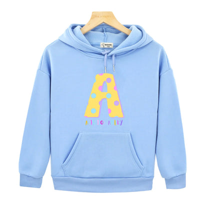 A for Adley Letter Print Sweatshirts Boy Girl Baby Clothing Japanese Anime Kids Blouse Tops Cartoon Sudadera Autumn Winter Coat