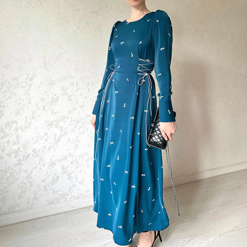 Women's Clothing Muslim Autumn New Long Skirt Socialite Temperament Long Waist Fit Cinched Pretty And Elegant Dress