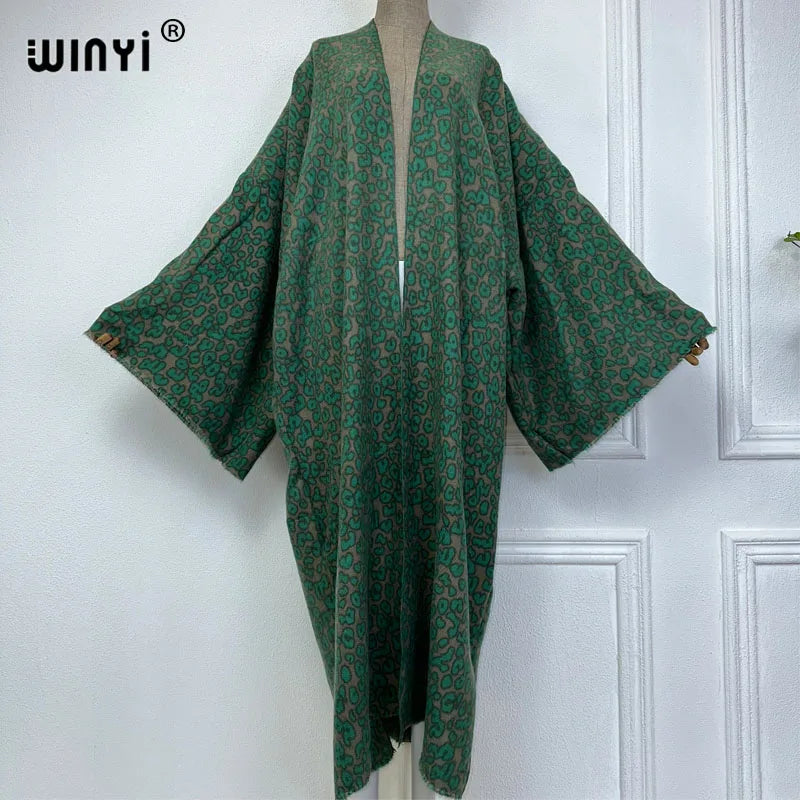 WINYI winter coat Africa women Retro print tassel Luxury Fur Loose OverCoat Thick Warm long down coat Europe cardigan new abaya