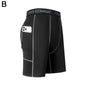 New Men‘s Compression Short Pants Elastic Quick Dry Running Fitness Shorts With Pocket Big Size Black Tight Gym Training Pants