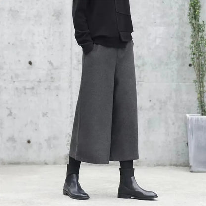 Loose Woole Wide Leg Skirts Pants Women Casual Mom Pants Winter Autumn Straight Trousers Korean Elastic High Waist Fat Leg Pants