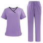 Medical Uniform Trendy Women's Scrub Set Stretch Soft Y-Neck Top Pants Hospital  Pet Clinic Doctor Costume Contrasting Colors