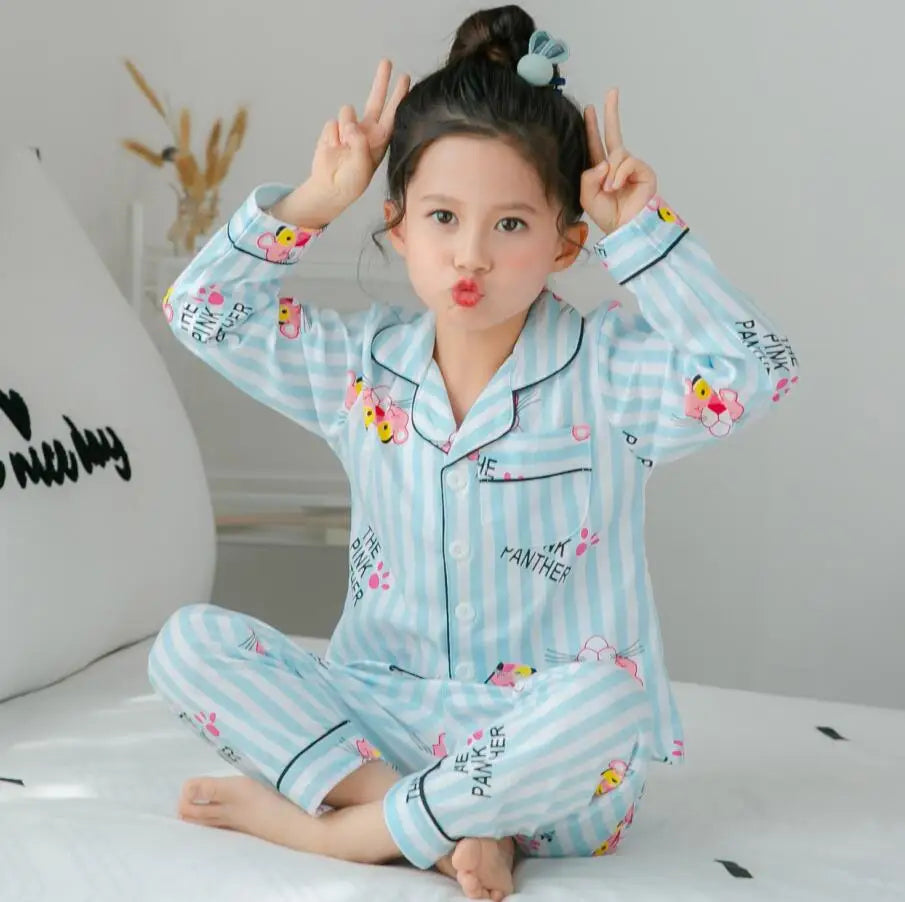 Sping Autumn Baby Girls Clothes Pajamas Sets Boy Pyjamas Kids Homewear Cotton Nightwear Children's Indoor Clothing Pijamas Suit