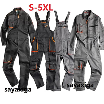 Men Long Sleeve Cargo Overalls Bib Pants Zipper Pockets Rompers Jumpsuit Fashion Labor Casual Coveralls Plus Size S-4xl