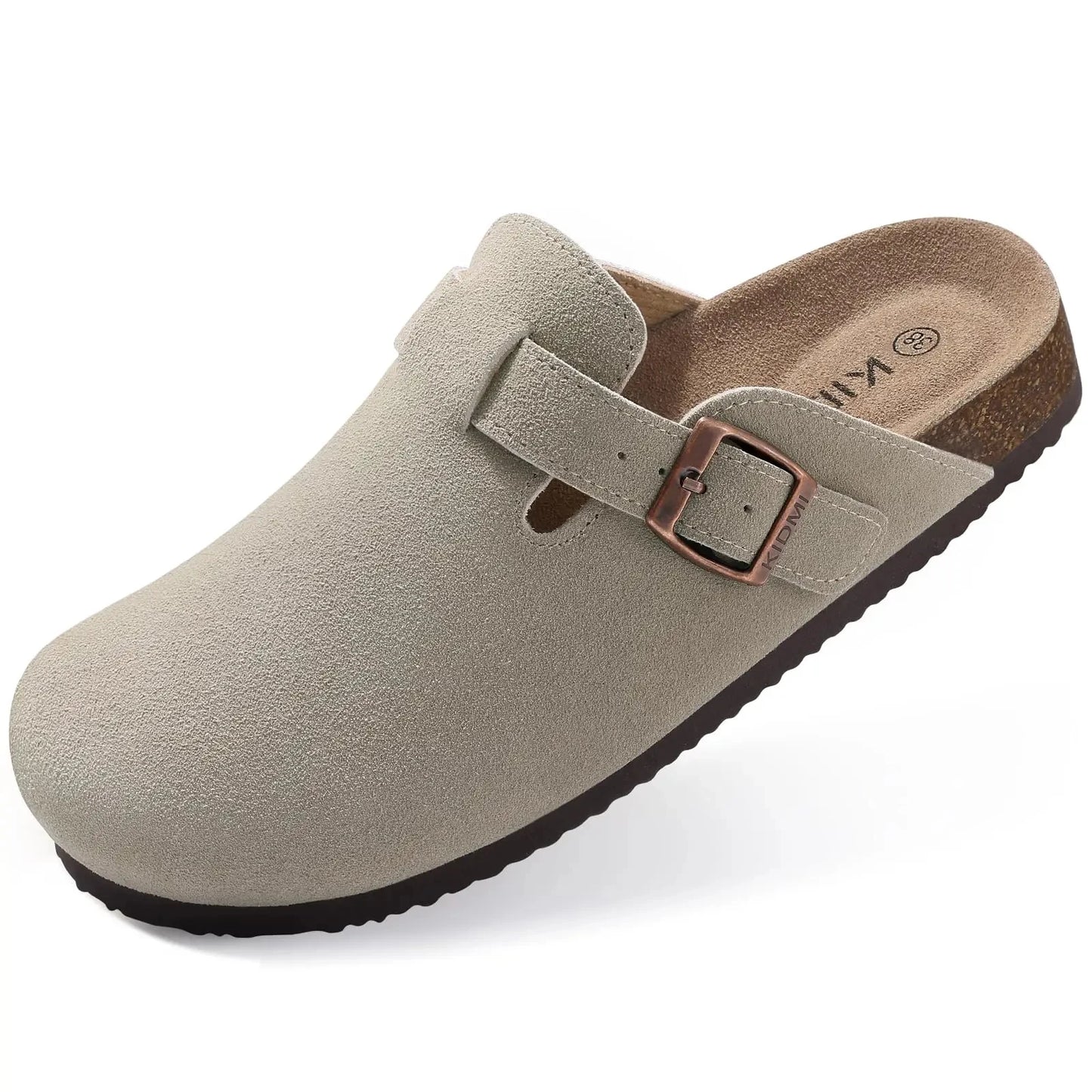 Comwarm Cork Footbed Clogs For Women Men Fashion Leather Mules Comfort Potato Shoes With Arch Support Indoor Outdoor Flat Slides