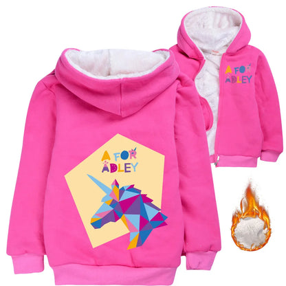 A for Adley Cartoon Boys Coat Children's Clothing for Winter Cotton Kids Parkas Little Girls Zipper Coats Toddlers Baby Jacket