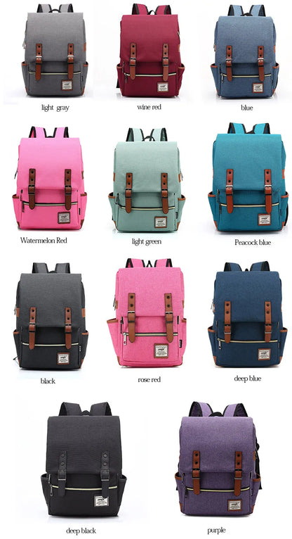 Vintage 16 inch Laptop Backpack Women Canvas Bags Men canvas Travel Leisure Backpacks Retro Casual Bag School Bags For Teenagers