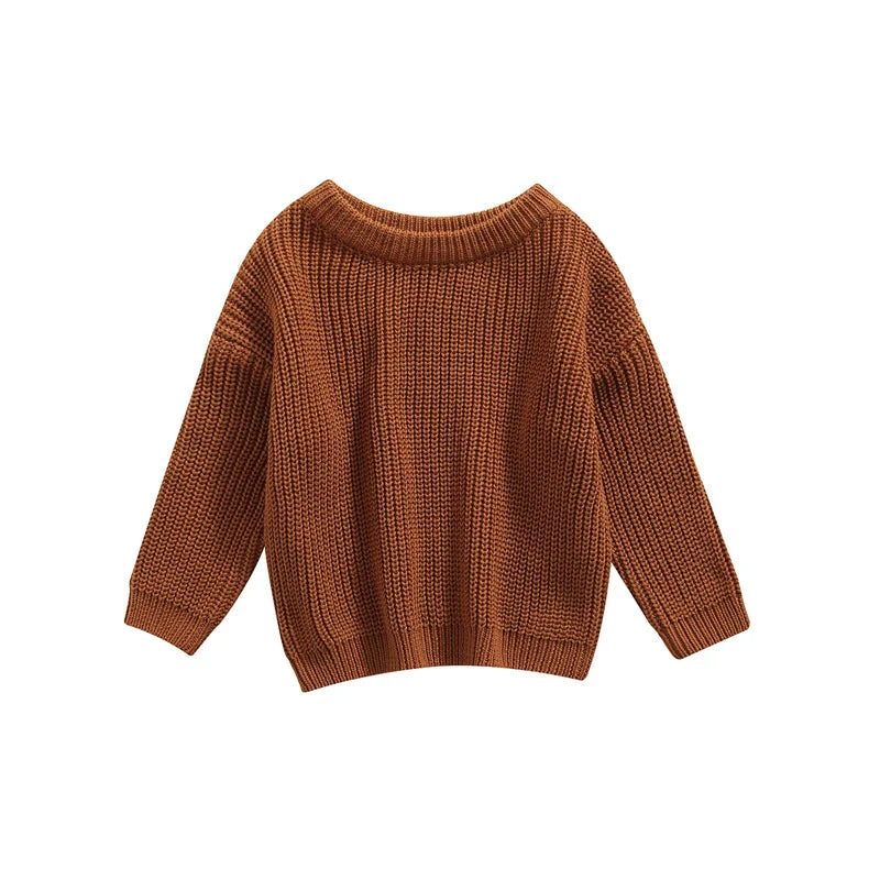 Newest Newborn Baby Girl Boy Knitted Long Sleeve Autumn Winter Sweater Solid Loose Pullover Casual Tops Kids Clothes 3M-5Y