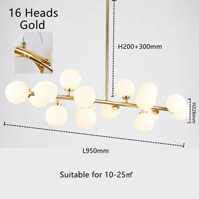 Nordic Magic Beans Pendant Lights Glass Ball Hanging Chandeliers Led Lamps Living Room Bedroom  Restauran Dining Table Lighting