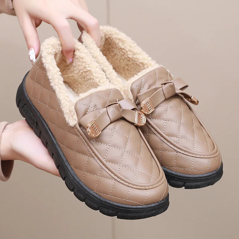 Women’s Fashion Non-slip Flat Shoes Casual Soft Lightweight Loafers Plugging Thickening Comfortable Warm Shoes for Winter