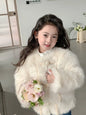 Little Girl Pink Faux Fur Jacket Coat Warm Winter Autumn Thick Fleece Outwear Fashion Kids Plush Outerwear Toddler Child Clothes