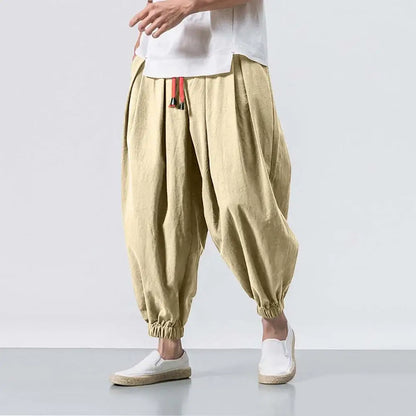 2025 New Fashion Drawstring Harem Pants Men’S Baggy Jogging Pants Japanese Men Crotch Wide Leg Pants Male Casual Loose Trousers