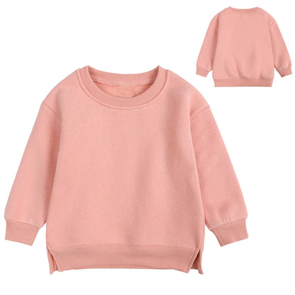 1 2 3 4 5 Years Toddler Boys Girls Pullover Autumn Winter Fleece Sweatshirt Children Solid Color Long Sleeve Tops Hoodie Blouse