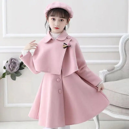 Girl Autumn Winter Dress Set Ethnic Style Little Girl three Piece Woolen Dress Performance korean Children's Clothing