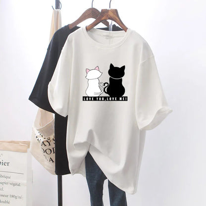 Summer new women's short-sleeved explosive loose cotton white t-shirt top women