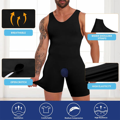 Men Full Body Shapewear Sleeveless Slimming Compression Bodysuit Shapewear Waist Trainer Hip Enhancer Tummy Control Underwear