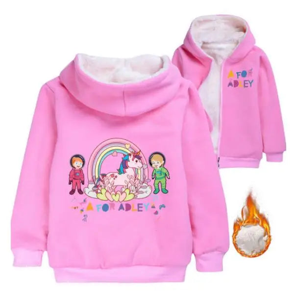 A for Adley Cartoon Boys Coat Children's Clothing for Winter Cotton Kids Parkas Little Girls Zipper Coats Toddlers Baby Jacket