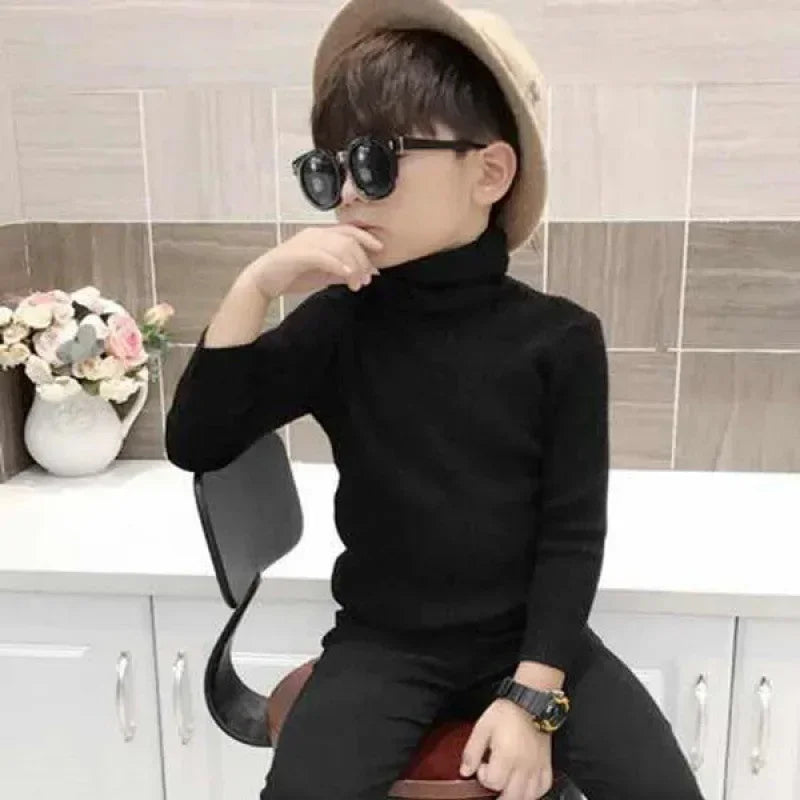 2025 New Sweater Kids Sweaters Autumn Girls Turtleneck Sweaters 1-9Yrs Baby Boys Pullover Winter Knitted Bottoming Boys Sweaters