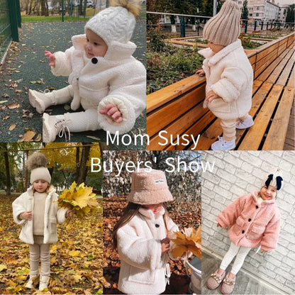 Fashion Baby Girl Boy Winter Jacket Thick Lamb Wool Infant Toddler Child Warm Sheep Like Coat Baby Outwear Cotton 1-8Y