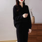 Autumn and Winter Cashmere Sweater Women's Suit Lapel Knit Pullover Fashion Straight Leg Small Foot Pants Luxury Two-Piece Set