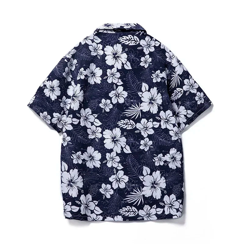 Hawaiian Print Casual Men’s Polyester Short-Sleeve Shirt