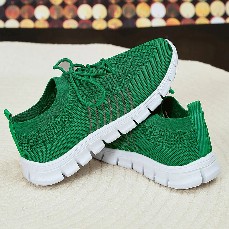 Mesh Breathable Soft Sole Sneakers Women Lightweight Non-Slip Running Walking Shoes Woman 2025 Spring Casual Lace Up Flats Shoes