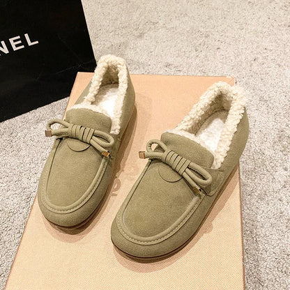 Soft Round Toe Winter Shoes Women Casual Female Sneakers Flats Clogs Platform Loafers With Fur Autumn Dress Retro Creepers New