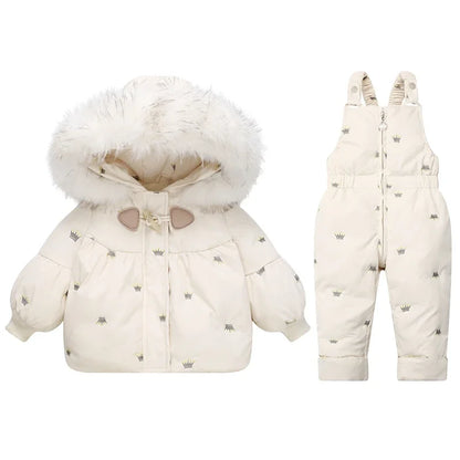 Winter Children`s Clothing Set 2Pcs Girl Down Jacket 2025 New Baby Snowsuit Clothes Overalls for kids Toddler Jumpsuit Coat 1-4Y