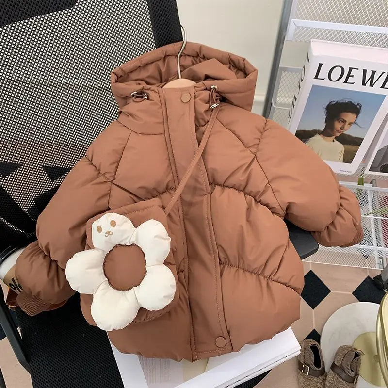 Girls Cotton Jacket Winter 2024 New Baby Warm Cotton Jacket Childrens Jacket Trendy Little Childrens Clothing