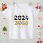 Hello 2025 Happy New Year Print Child T-shirt Boys Girls Outfits Clothes Winter Holiday Party Kids T Shirt Short Sleeve Tops Tee