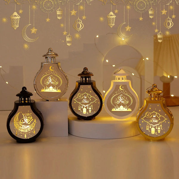 Ramadan Kareem Led Lantern Light Eid Mubarak Ornaments Decoration for Home 2025 Islamic Muslim Party Supplies Eid Al-Fitr Gift