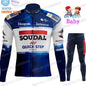 Kids Soudal Quick Step 2025 Cycling Jersey Winter Set World Champion Boys Girl Cycling Clothing Bike Thermal Jacket Suit Maillot