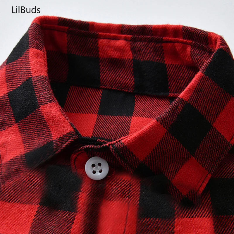 2025 Kids Boy Toddler Boys Plaid Gentleman Shirts Tops Long Sleeve Bowtie Lapel Blouse Children Costume Autumn Winter