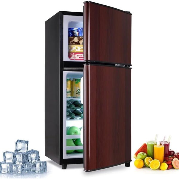 3.5 Cu.Ft Compact, Retro Fridge with Dual Door, Small Refrigerator with freezer,7 Level Adjustable Thermostat for Garage, Dorm