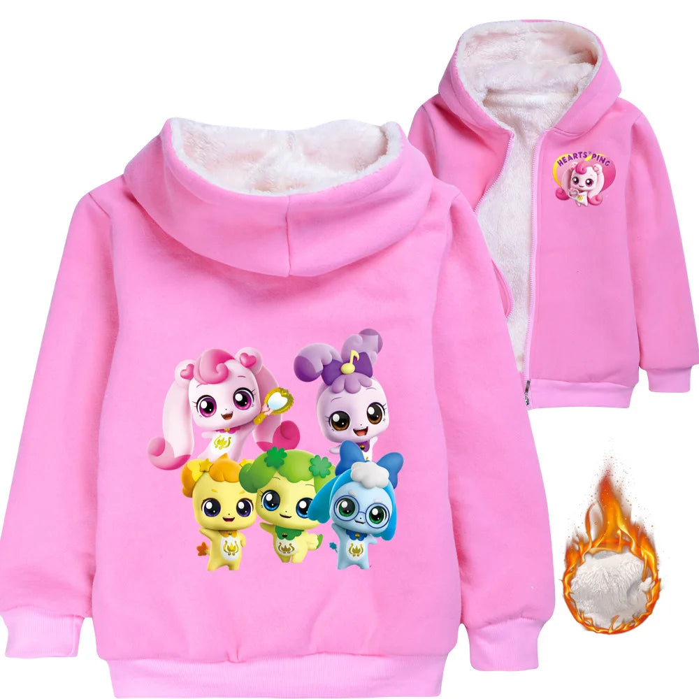 Little Pony Unicorn Winter Hooded Sweater Warm Zipper Jacket for Kids Boy Girl