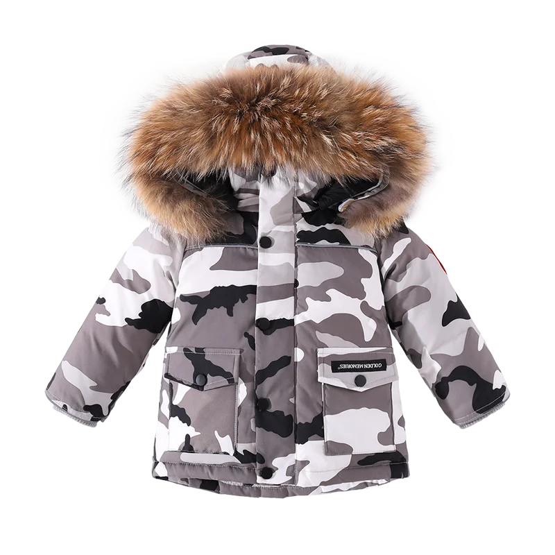 -30 Degrees new children's winter clothing Camouflage thick down jacket for little boys Warm red down coat for little girls 2-8T