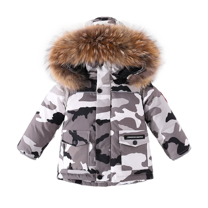 -30 Degrees new children's winter clothing Camouflage thick down jacket for little boys Warm red down coat for little girls 2-8T