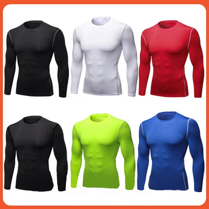 Men's Long-sleeved Thermal Underwear Male Thin Tight Fitting Fast Dry Elastic Fitness Tops Man Autumn Winter Sprots Wear