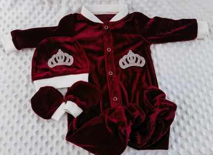 Velvet 3pcs Newborn Baby Boy Outfits Set Kids Clothing Real Cotton Infant Care Products Body Suit Shirt Pants Hat Origin Turkey