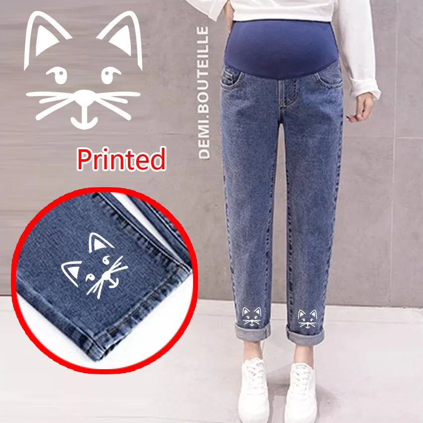 Pregnancy Abdominal Pants Boyfriend Jeans Maternity Pants For Pregnant Women Clothes High Waist Trousers Loose Denim Jeans