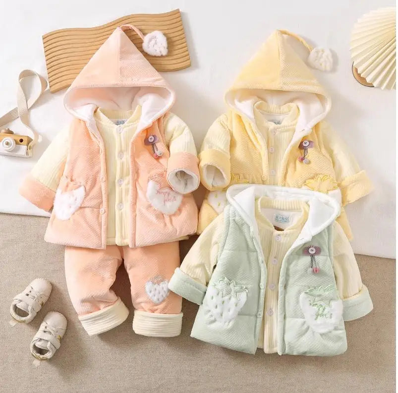 Baby girl's thin cotton three-piece suit