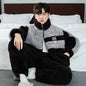 2 Pieces Set Flannel Homewear with Hood For Men 2025 New Zipper Home Clothes Plus Size L-3XL Thicken Nightwear Young Boy Warm Pj