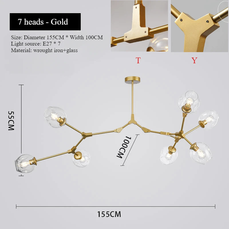 Nordic Chandeliers Dining Table Lighting for Living Room Decor Glass Pendant Ligths Bedroom Decoration Kitchen Island Led Lamps