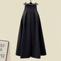 2025 Spring Autumn New Korean Elegant Knit Tassel Cover Up+Half High Collar Bottom Sweater+Midi Skirt 3 Piece Women Dress Suit