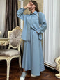 Turkish Casual Set for Women, Long Sleeve Blouse with Buttons and Skirt, Moroccan Kaftan Outfits, Daily Party Dresses